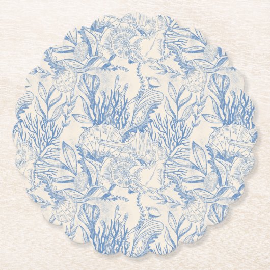 Elegante oceaanblauwe toile kartonnen onderzetters (Voorkant)