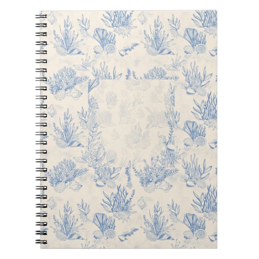 Elegante oceaanblauwe toile notitieboek (Voorkant)