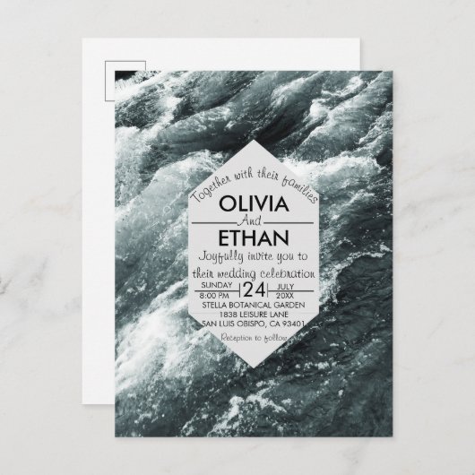 Elegante oceaangolf postkaart uitnodiging (Voorkant / Achterkant)