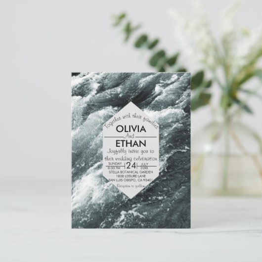 Elegante oceaangolf postkaart uitnodiging (Staand voorkant)