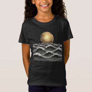 Elegante oceaangolven onder de maan t-shirt