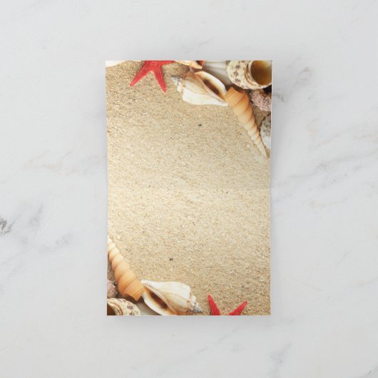 Elegante oceaanschelpen strand bruiloft dank je bedankkaart (Binnen)