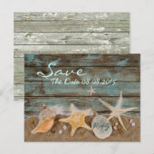 elegante oceaanschelpen strand save the date aankondigingskaart (Voorkant / Achterkant)