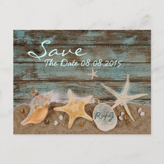 elegante oceaanschelpen strand save the date aankondigingskaart (Voorkant)