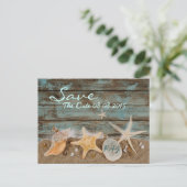 elegante oceaanschelpen strand save the date aankondigingskaart (Staand voorkant)