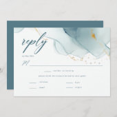 Elegante Oceaanstrand Stofblauwe Trouwmaaltijd RSV (Voorkant / Achterkant)