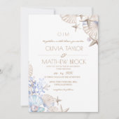 Elegante Ocean Beach foto bruiloft uitnodiging (Voorkant)