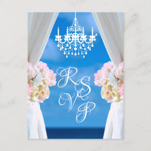 Elegante Ocean Beach Kroonluchter Zomer Bruiloft R Aankondigingskaart