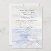 Elegante Ocean Beach Kustkraan Blauw en Wit Kaart (Voorkant)