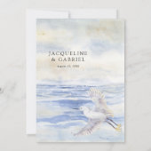 Elegante Ocean Beach Kustkraan Blauw en Wit Kaart (Achterkant)