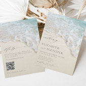 Elegante Ocean Beach QR-code Alles in één bruiloft Kaart