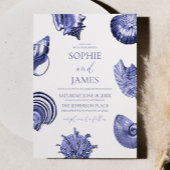 Elegante Ocean Blue Seashells bruiloft Kaart