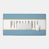 Elegante Ocean Blue White Stripes PICKLEBALL Tekst Bureaumat (Keyboard & Muis)