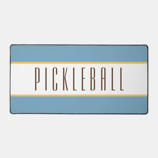 Elegante Ocean Blue White Stripes PICKLEBALL Tekst Bureaumat (Voorkant)