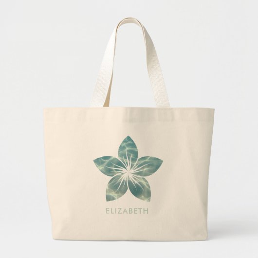 Elegante Ocean frangipani bloem Custom Grote Tote Bag (Voorkant)