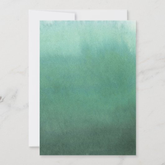 Elegante Ocean Green Ombre Waterverf bruiloft Kaart (Achterkant)