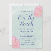 Elegante Ocean Pastel Seashell Beach bruiloft Kaart (Voorkant)