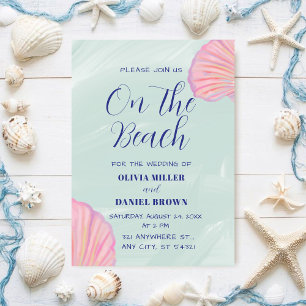 Elegante Ocean Pastel Seashell Beach bruiloft Kaart