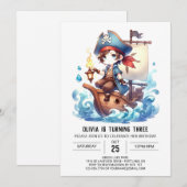 Elegante Ocean Pirate verjaardag Kaart (Voorkant / Achterkant)