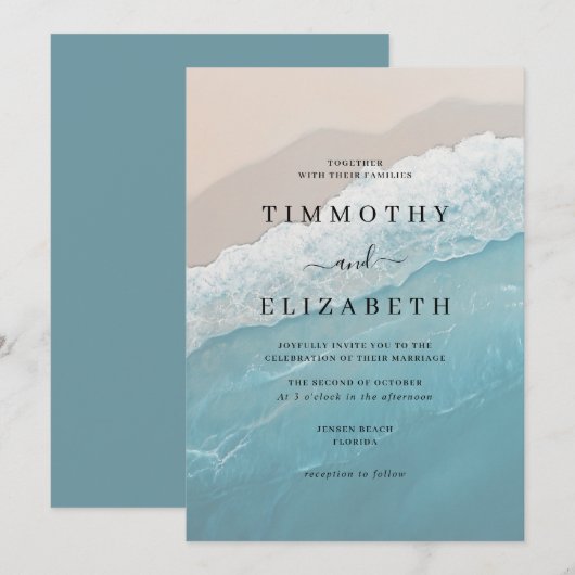 Elegante Ocean Sand Beach bruiloft Kaart (Voorkant / Achterkant)