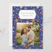 Elegante Ocean Zee Gold Ultramarine Custom Wedding Kaart (Achterkant)