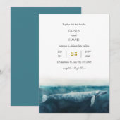 Elegante Oceanische Blauwe Walvis Artistieke Stran Kaart (Voorkant / Achterkant)