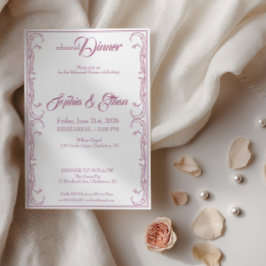 Elegante Oefenavond Dinereinladung – Roze Roos F Kaart