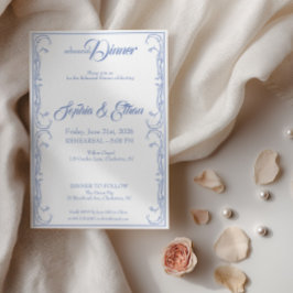 Elegante Oefendiner Uitnodiging – Blauwe Roos F