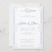 Elegante Oefendiner Uitnodiging – Blauwe Roos F (Voorkant)