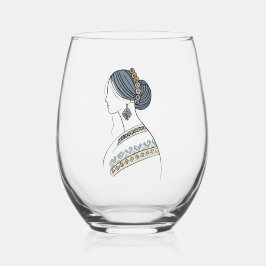 Elegante Oekraïense volkskunst Stemloos wijnglas Wijnglas Zonder Voet