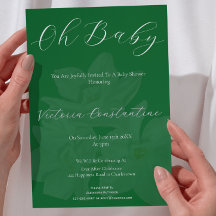 Elegante oerwoud & salie "Oh Baby" verjaardagsuitn