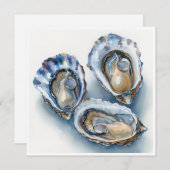 Elegante oesters op de Half Shell Waterverf Blank Feestdagenkaart (Voorkant / Achterkant)