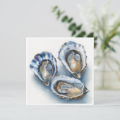 Elegante oesters op de Half Shell Waterverf Blank Feestdagenkaart (Staand voorkant)