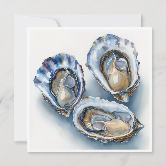 Elegante oesters op de Half Shell Waterverf Blank Feestdagenkaart (Voorkant)