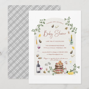 Elegante Oesters & Wijn   Baby Shower Kaart