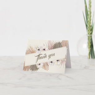 Elegante Off White Gouden Bloem Foto Bruiloft Bedankkaart