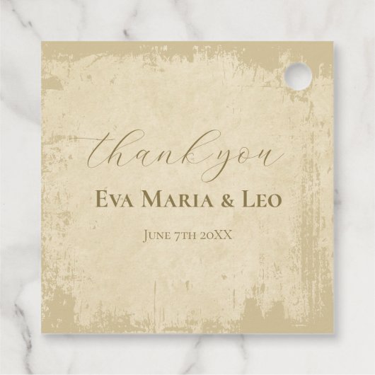 Elegante off-white grunge bruiloft bedankt bedankjes labels (Achterkant)