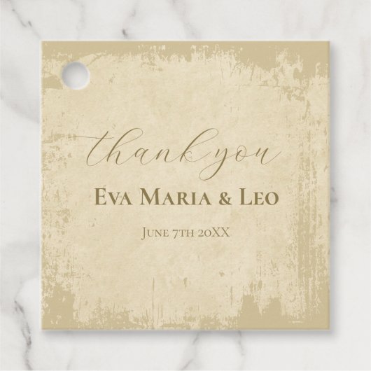 Elegante off-white grunge bruiloft bedankt bedankjes labels (Voorkant)