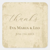 Elegante Off-White Grunge bruiloft Bedankt Vierkante Sticker (Voorkant)