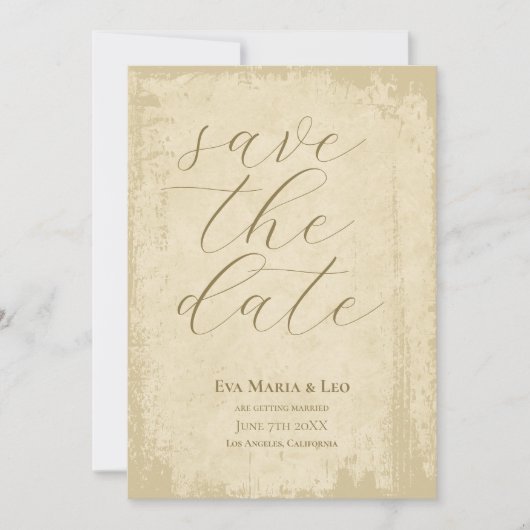 Elegante Off-White Grunge Edge Sla de datum op Save The Date (Voorkant)