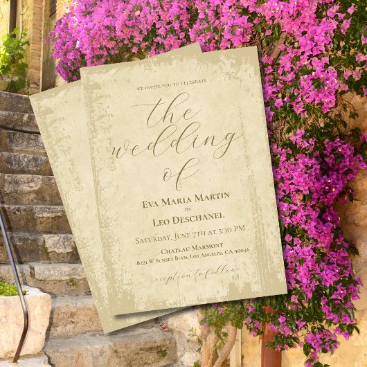 Elegante Off-White Grunge Edge Wedding Kaart