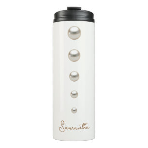 Elegante off witte parels waterfles thermosbeker