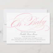 Elegante Oh Baby in roze | uitnodiging tot baby sh (Voorkant)