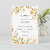 Elegante oker bloementuin bruiloft kaart (Staand voorkant)