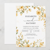 Elegante oker bloementuin bruiloft kaart (Voorkant / Achterkant)
