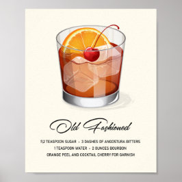 Elegante Old Fashioned Cocktailrecept Kunstwerk Poster