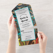 Elegante olieverfschildering in pasteltinten Abstr All In One Uitnodiging (Afscheurbaar)