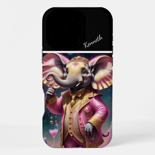 Elegante Olifant in de Ruimte iPhone Hoesje (Achterkant)
