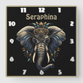 Elegante olifant versierd met ingewikkelde patrone vierkante klok (Voorkant)