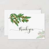 Elegante olijf bedankkaart (Voorkant / Achterkant)